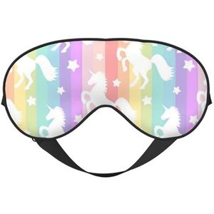 CRJSYCBYB Eenhoorns op kleurrijke strepen gedrukt zacht oogmasker slapen oogmasker reizen oogmasker