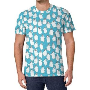 Pinguïn patroon heren T-shirt met korte mouwen casual ronde hals T-shirt mode zomer tops