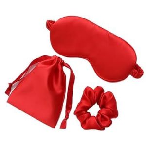 3 stuks set vrouwen geïmiteerd zijde slaap oogmasker oogpatches gezichtsmasker oogmasker oogschaduw blinddoek reizen rust oogbedekking nacht oogschaduw (rood)