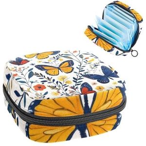 Naadloze Vlinders Patroon Maandverband Opbergtas, Grote Menstruatie Cup Pouch met Ritssluiting, Menstruatie Pads Bag Store Panty Liners Tampons voor Meisjes Vrouwen