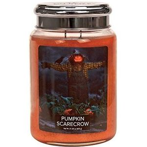 Village Candle Pumpkin Scarecrow Geurkaars in glas, 740 ml, groot