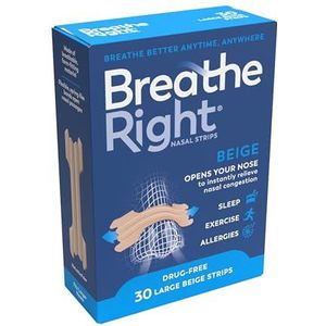 Breathe Right Neusstrips Original Large 30s | Verlicht direct neusverstopping | Helpt snurken te verminderen | Drugvrij