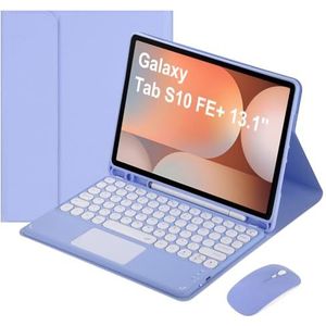 Toetsenbordhoes Voor Samsung Galaxy Tab S10 FE Plus 13,1 inch 2025 model (SM-X620/X626), Oplaadbaar Bluetooth-Toetsenbord Met Touchpad, Ingebouwde Potloodhouder, Tabletmuis,Purper