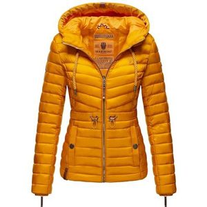 MARIKOO Aniyaa overgangsjas voor dames, gewatteerde jas met capuchon, XS-XXL, geel, XL