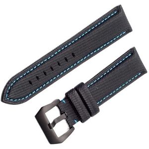 INSTR Koolstofvezel nylon canvas horlogeband voor TAG herenpolshorlogebandarmband (Color : Blue Black clasp, Size : 26MM)