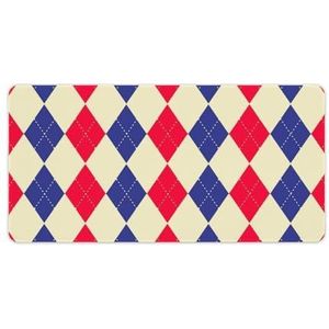 Blauw Rood Argyle Patroon Mode Bureau Muismat Antislip Gaming Muismat Accessoires Decor 30x60cm