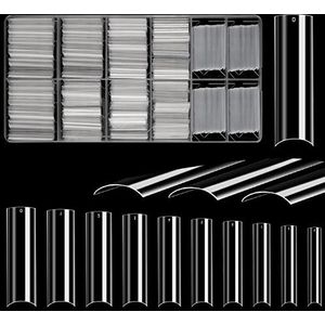 700 stuks No C Curve Clear Nail Tips Geen Lijm, Extra Lange Vierkante Nagels Tip Set, Volledige Cover Nagels Tips voor Vrouwen, Acryl Rechte Valse Nail Tip voor Nagels Art en DIY Franse Nail Designs