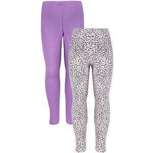 TupTam Meisjes Legging Gevoerd Fleece Winter Thermisch Hoge Taille 2 Paar, 2-pack luipaard/paars, 104