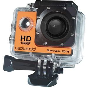 Ledwood Y5-Camera Action Cam, Sport Cam, ingebouwde camera Full HD 1080p, waterdichte behuizing tot 30 meter