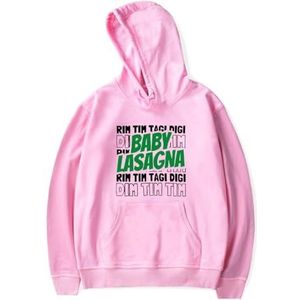 IZGVLELIHN Baby Lasagne Hooded Sweatshirts Rim Tim Tagi Dim Merch Jongens Meisjes Mode Hoodies Mannen Dames Cool Hip Hop Lange Mouw Truien, roze, XXL