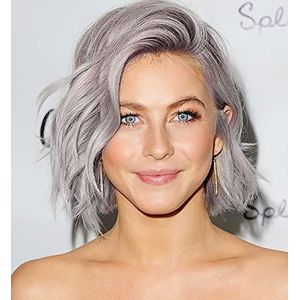Vébonnie Grey Bob Wigs for Women Dark Rooted Curly Short Wigs Non Lace Wigs Short Hair Wigs Synthetic Best Gray Wig
