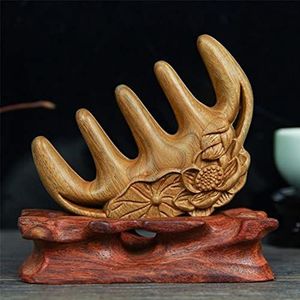 Oude Stijl Groene Sandelhout Kam Massage Statische Hoofd Meridiaan Grote Tand Kam 1Pcs