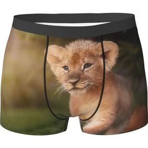 Art Lion Print Comfortabele Boxershorts voor heren, katoenen ondergoed, verkoelend ondergoed voor elke man, Kunst Leeuw, M
