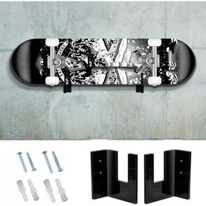 Snowboard display rek, snowboard wandmontage, wandmontage opslag, montage voor muur snowboard rek hanger, geen board - geschikt voor snowboarden, longboard (zwart)