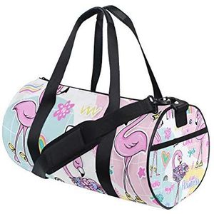 AJINGA Prinses Meisje Zomer Roze Flamingos Reizen Duffle Bag Sport Bagage met Rugzak Riemen voor Gym