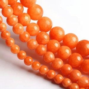 Natuurlijke Oranje Jades Chalcedoon Steen Kralen Losse Ronde Kralen voor Sieraden Maken 15 inch Strand 6 8 10 12mm DIY Armband Ketting - Oranje Jade - 8mm 46st Kralen