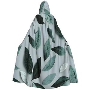 SSIMOO Mint grijs blad volwassen partij decoratieve cape,Volwassen Halloween Hooded Cloak,Cosplay Kostuum Cape
