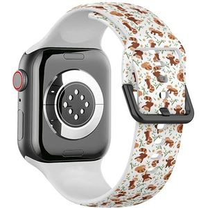 Sport zachte band compatibel met Apple Watch 42/44/45/49mm (rode panda's bamboe) siliconen armband band accessoire voor iWatch