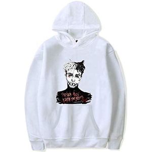 Capuchontrui voor heren, lange mouwen, basic stijl, Xxxtentacion hoodie, sweatshirt, unisex, sport, casual, top, jumper pullover, hoodie, sweatjack, wit- 1, XXS