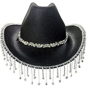 Danlai Strass cowboyhoed franje glitter pet rave cowgirl pet verjaardagsfeestje hoed brede rand hoed kostuum accessoires