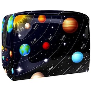 Galaxy Planet Astronaur Earth Stars Multifunctionele Make-up Tas voor Tiener Meisjes, PVC Toilettas met Rits Make-up Pouch Cosmetica Tas voor Reizen, Veelkleurig18, 18.5x7.5x13cm/7.3x3x5.1in,