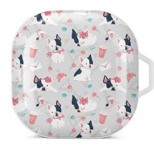 Franse Bulldogs Parijs Patroon Oordopjes Hoesje Compatibel met Samsung Hard Shell Beschermhoes Wit-Stijl