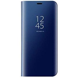 HAOYE Hoesje geschikt voor Samsung Galaxy S10 Lite/A91, Clear View staande hoes, spiegel Smart Flip Case Cover. Blauw