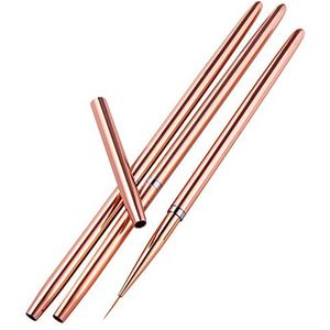 3x Nail Art Liner Borstels Nail Art Dotting Tekening Pen UV Gel Painting, Rose Goud, 3 Stuks