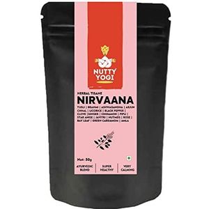 Nutty Yogi Nirvaana Anti Stress Tea 50g Tisane with 19 Herbs 100% Natural for Stress Relief, Tulsi, Brahmi, Ashwagandha,