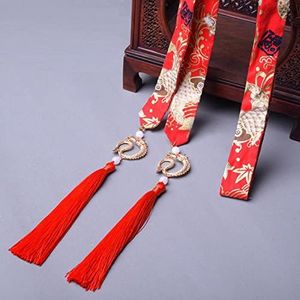 Chinese Stijl Hoofdband Antieke Hanfu Kostuum Hoofdtooi Satijn Borduurwerk Traditionele Haarband Hoofddeksels Voor Vrouwen Lint Haartouw