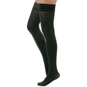 CALZITALY Ondoorzichtige halterloze kousen met fluwelen band, zwart, rood, groen, S - 4XL, 60 denier, Made in Italy, verde bosco, S