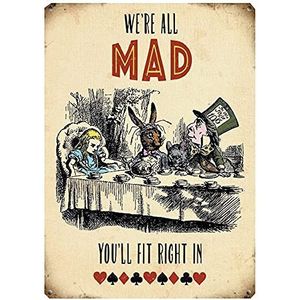 Klein (150 x 200mm) Metalen bord - Alice in Wonderland - We zijn allemaal gek - Tea Party