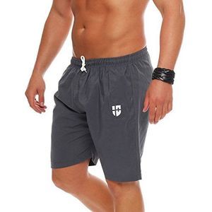 Gennadi Hoppe Zwemshort voor heren, lange zwembroek, strandshorts, boardshorts, donkergrijs, M