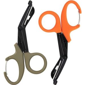 Titanium bandschaar EMT en trauma schaar, gebogen stealth zwart gecoat voor verpleegkundigen, studenten, eerste hulp (oranje en bruin, 15 cm)