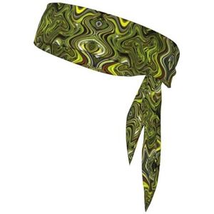 Abstracte Groene Snake Print Tie Zweetband Hoofdband Mannen, Ninja Hoofdbanden, Sport Hoofd Tie, Mens Atletische Hoofdband Haar