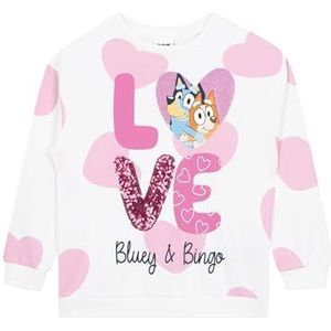 Bluey Sweatshirt | Meisjes Sweater Met Pailletten | 100% Katoenen Meisjes Sweaters | Wit 98