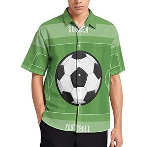 Voetbal voetbalveld Hawaiiaanse shirt voor mannen zomer strand casual korte mouw button down shirts met zak