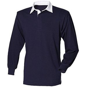 Front Row Rugby Shirt met lange mouwen, Navy/Wit, L