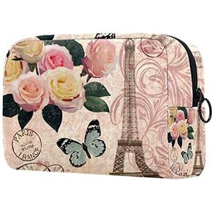 Makeup Bag Travel Cosmetic Organizer Paris Eiffeltoren met rits Toilettassen voor dames