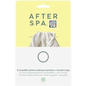 AfterSpa Herbruikbare katoenen make-up verwijderaars + waszak, 6-delige set