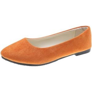 Rojeam Dames Schoenen Ballerina Flats Pompen Ballet Flat Slip-on Ballerina Pompen Schoenen Dames Loafers Oranje 38 EU