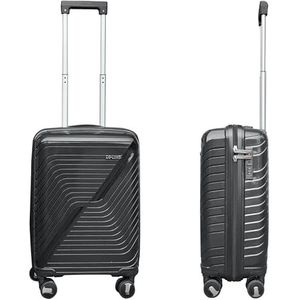 DS-Lux Hoogwaardige reiskoffer, harde koffer, trolley, rolkoffer, handbagage, ABS-kunststof met TSA-slot, 4 spinner-wielen, (S-M-L-set), Zwart V3, Small, koffer