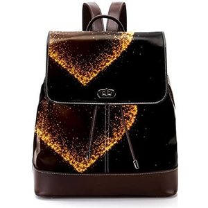 Gepersonaliseerde casual dagrugzak tas voor tiener gloeiende gouden glitter hart zwarte achtergrond schooltassen boekentassen, Meerkleurig, 27x12.3x32cm, Rugzak Rugzakken