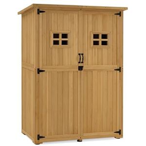 M MCombo tuinkast hout waterdicht, tuinhuisje klein weerbestendig, buitenkast hout gereedschapshok, terraskast voor buiten balkon, 90×55×169cm, 0912 (naturel)
