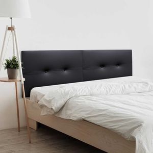 DHOME Hoofdeinde van kunstleer of Aqualine Pro-stof, high-end tweedelig, gestoffeerd hoofdbord (zwart kunstleer, 180 cm tweedelig (voor bedden van 180/190 cm)