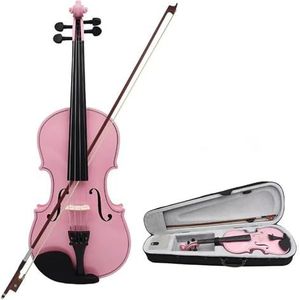Viool Muziekinstrument 4/4 Lichtgewicht Akoestische Vioolviool Met Kofferstrijkstok Voor Beginners (Color : Pink)