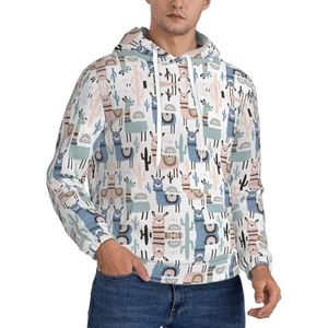 TTIGLHOH Lama Alpaca Cactus Winter Hoodies Voor Mannen Fleece Gevoerde Sherpa Trui Kangoeroe Pocket Comfort Fit, Winter Sweatshirt, Zwart, M