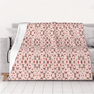 OKFSTY Wasbare dubbelzijdige dikke schattige kerstvakantie deken warme pluche deken voor bank, sofa, bed 152 x 203 cm