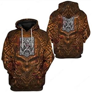 Viking 3D Odin Tattoos Printed Rune Sweatshirt, Harajuku Hooded Pullover Raven Casual Jacket