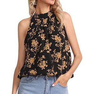 Vrouwen Halter Hals Afdrukken Vest Tops Katoen Zachte Zomer Mouwloos T-shirt Cami Tops Womens Hoge Hals Halter Tank Top Zomer Mouwloos Tie Back Shirts Vest Tops Zomer Tops voor Vrouwen Casual